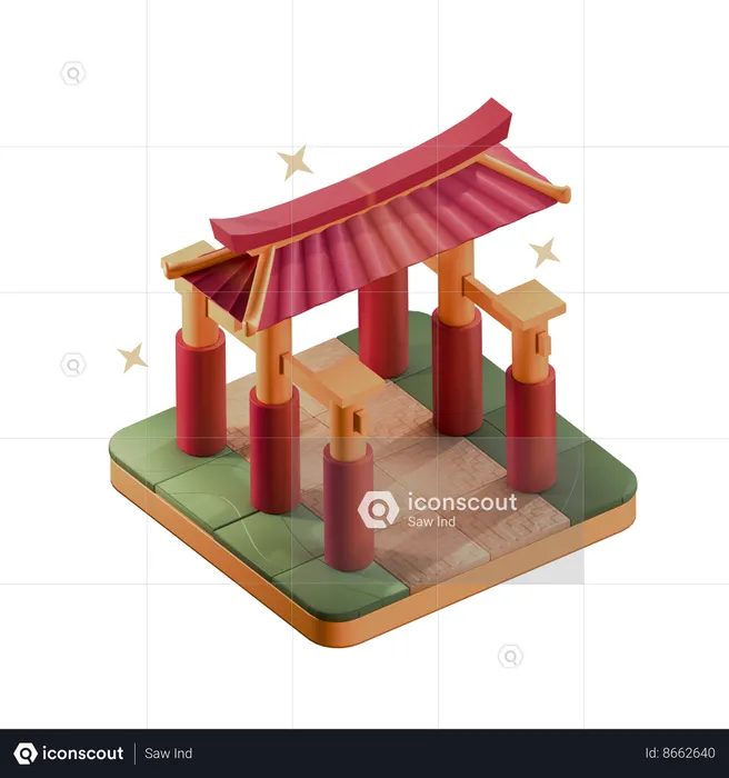 Chinese Gate  3D Icon