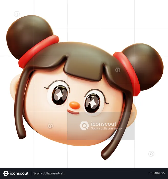 Chinese Girl Head  3D Illustration