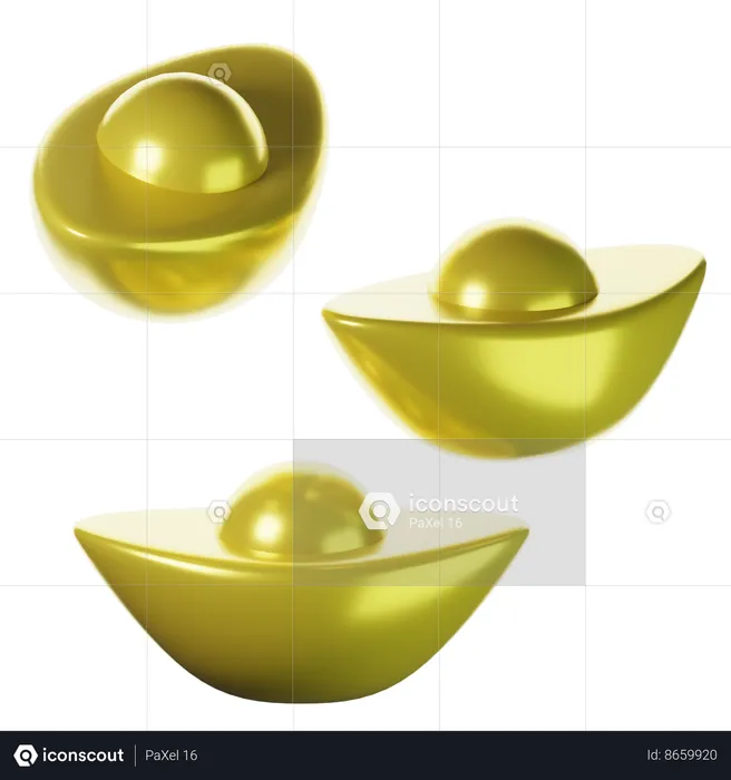 Chinese gold bars  3D Icon