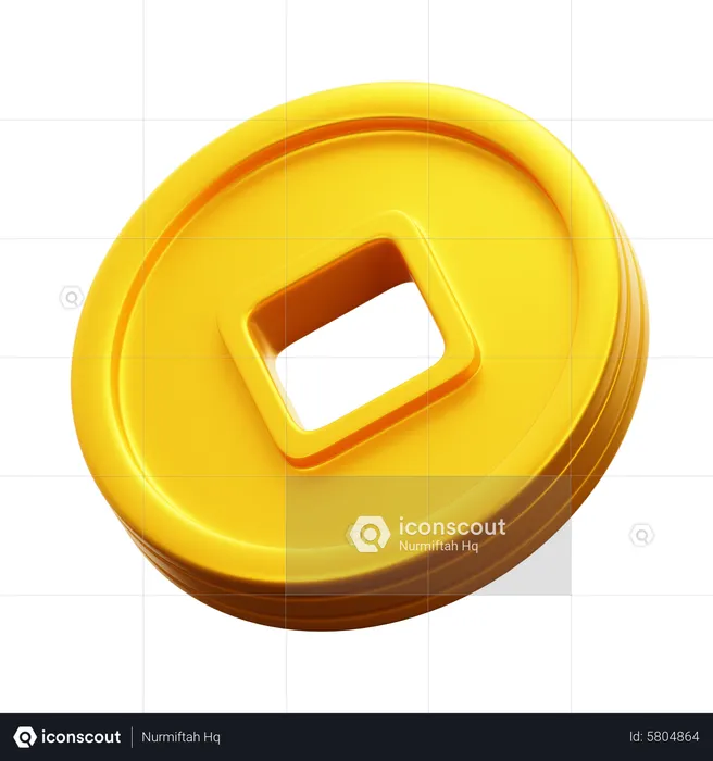 Chinese Gold Coin  3D Icon