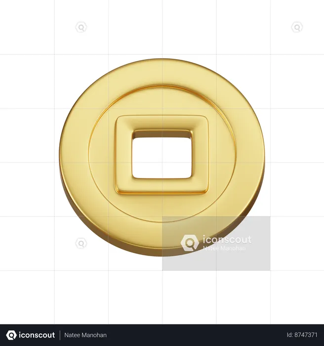 Chinese Gold Coin  3D Icon