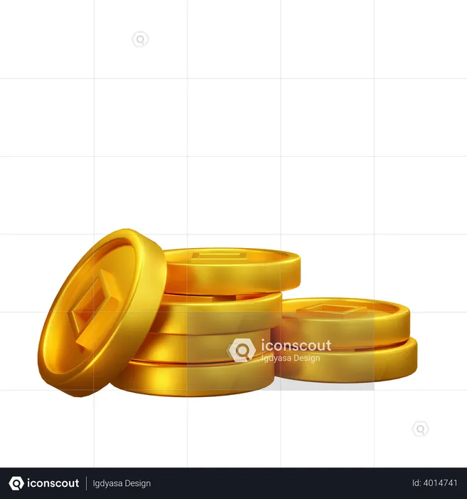 Chinese gold coin  3D Illustration