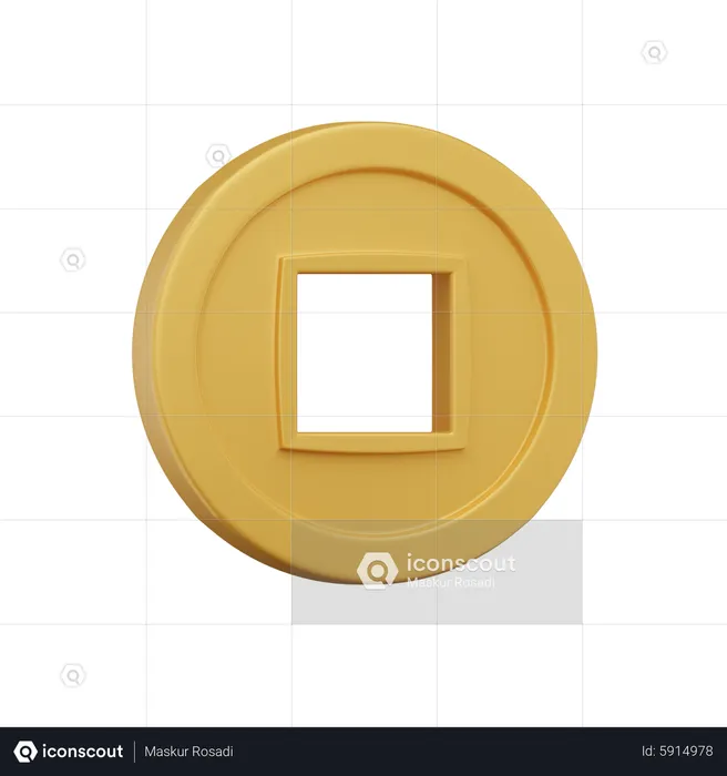 Chinese Gold Coin  3D Icon