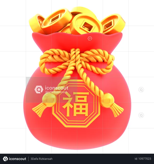 Chinese Gold Coin Bag  3D Icon