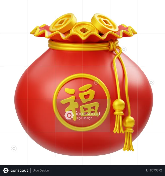 Chinese Gold Coin Bag  3D Icon