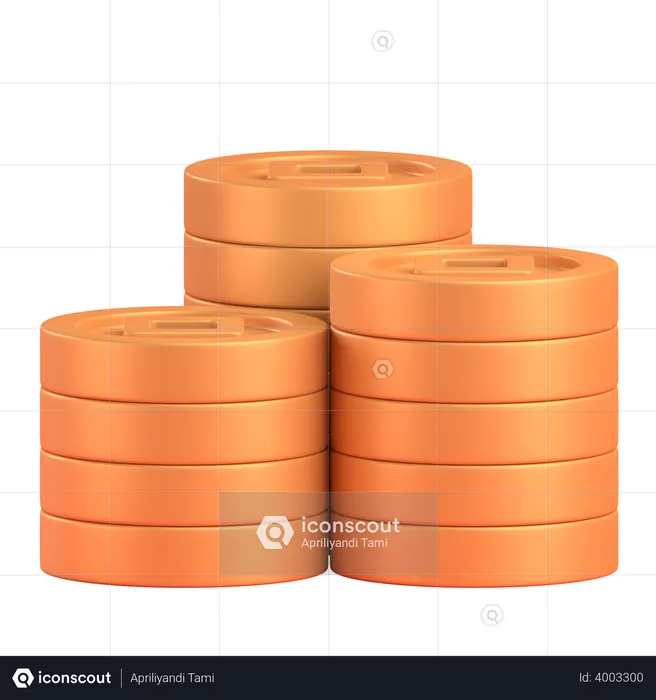 Chinese gold coin stack  3D Illustration