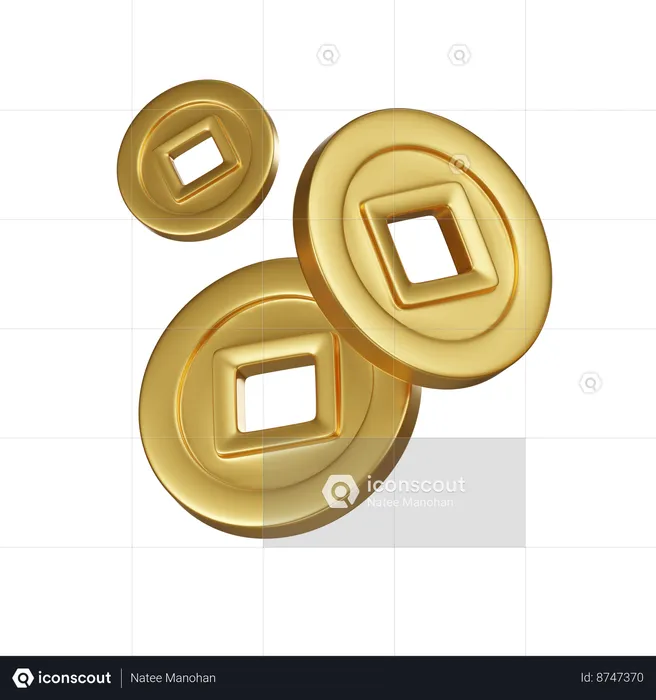 Chinese Gold Coins  3D Icon