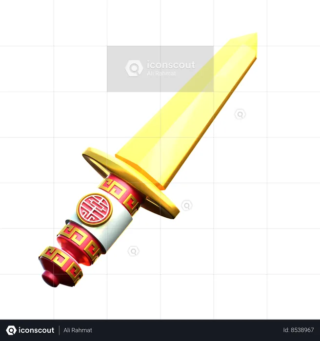 Chinese Gold Sword  3D Icon