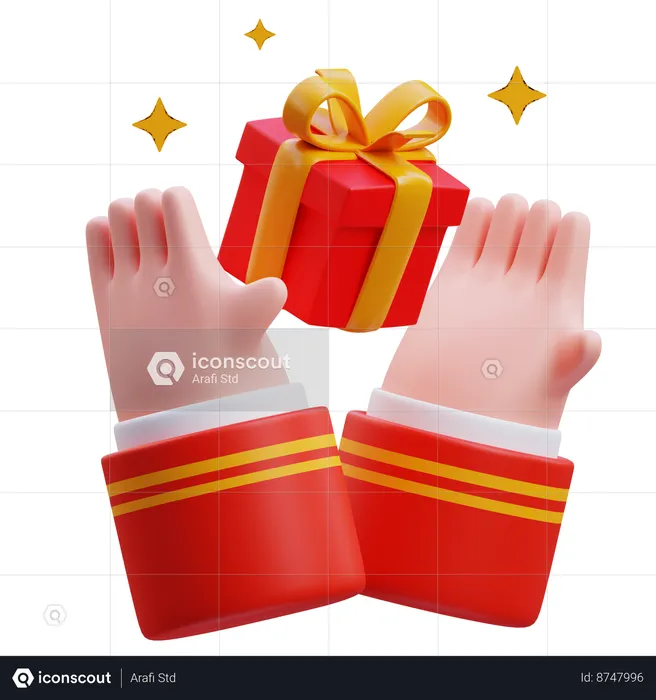 Chinese Hand Holding Giftbox  3D Icon
