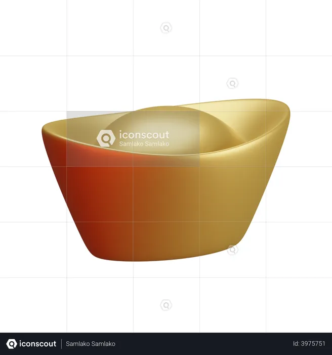 Chinese Ingot  3D Illustration