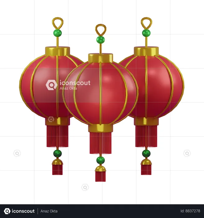 Chinese Lanterns  3D Icon