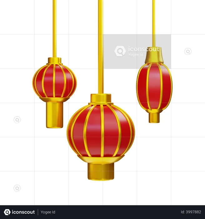 Chinese Lanterns  3D Illustration