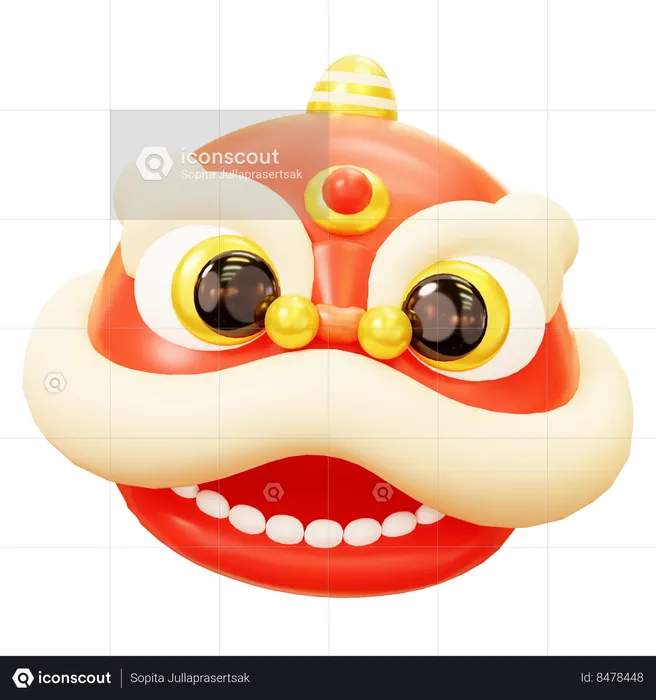 Chinese lion head  3D Icon