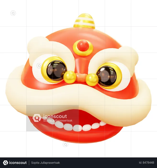 Chinese lion head  3D Icon