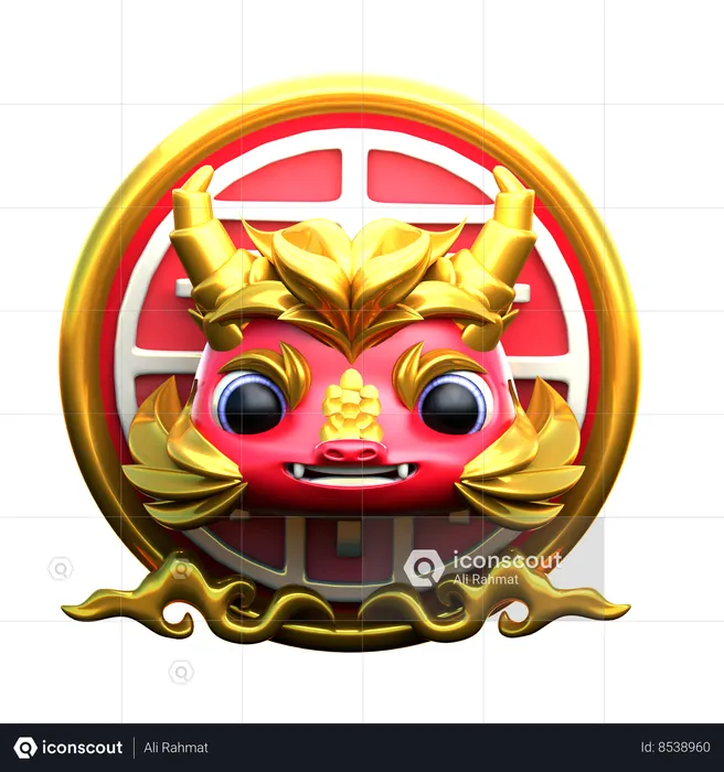 Chinese Lion Head  3D Icon