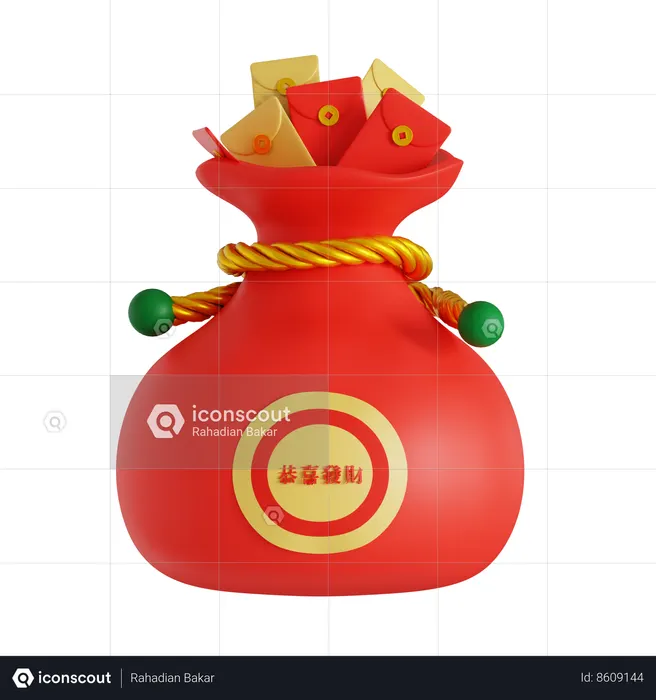 Chinese money Bag  3D Icon
