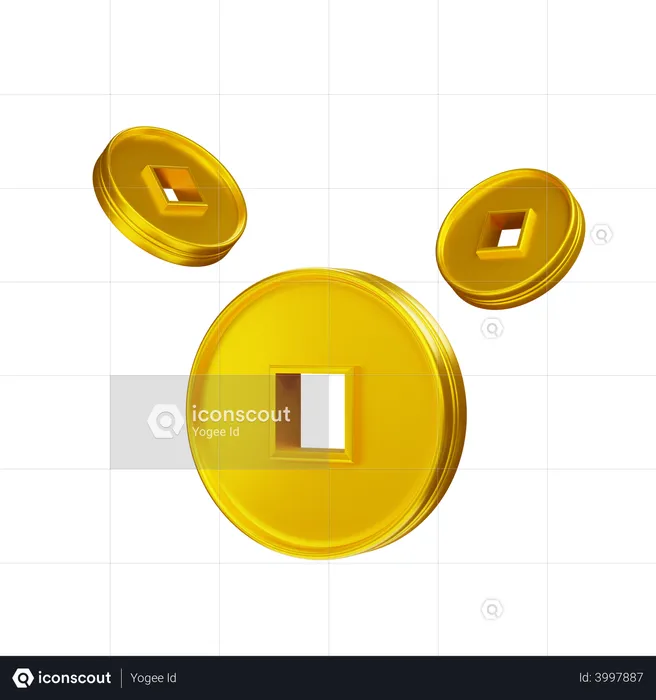 Chinese new year coin  3D Illustration