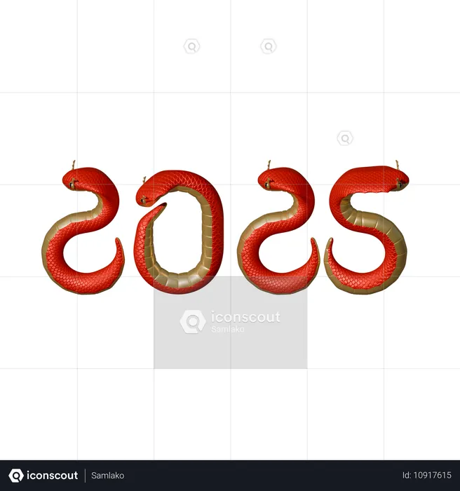 中国の新年、蛇  3D Icon