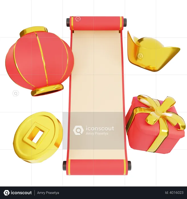 Chinese new year ornament  3D Illustration