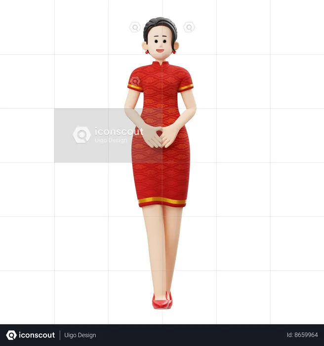 Chinese New Year Woman  3D Illustration