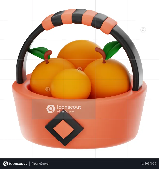 Chinese Oranges Basket  3D Icon