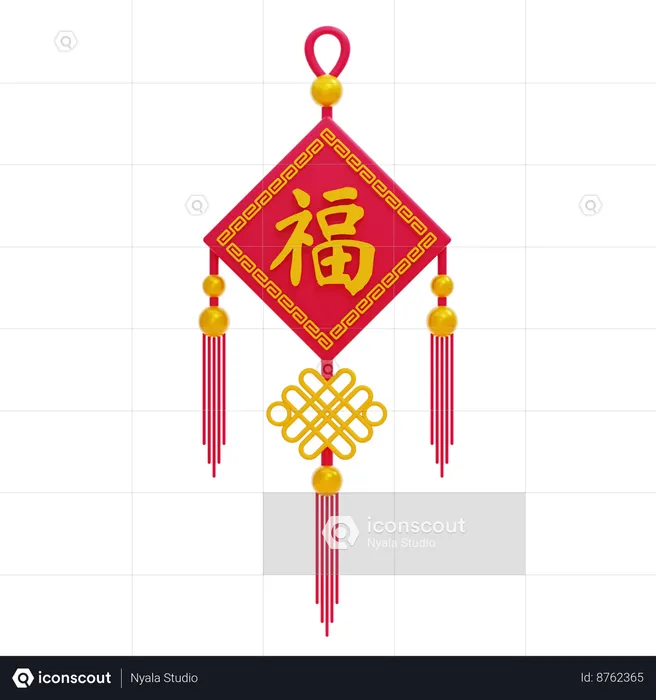 Chinese Ornament Fu Character  3D Icon