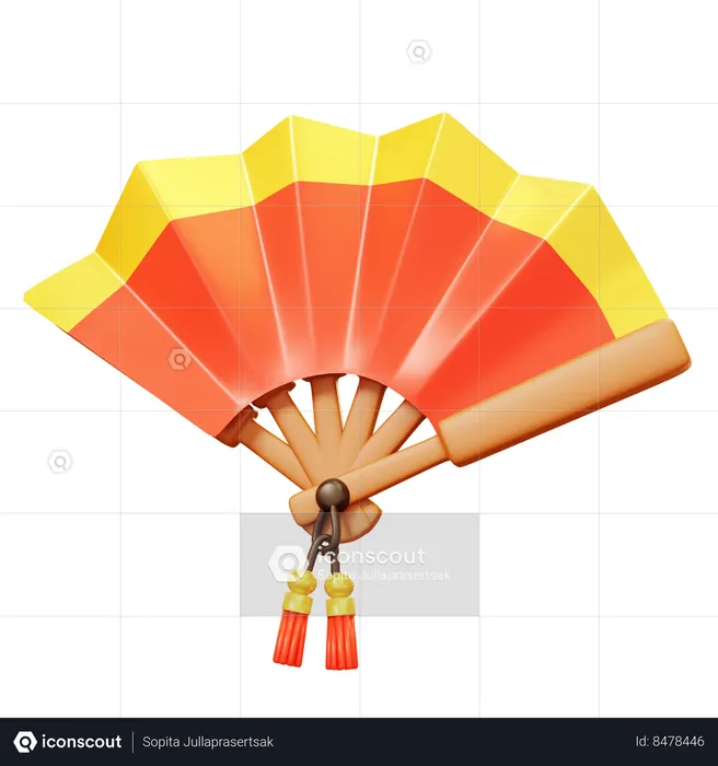 中国の紙扇子  3D Icon