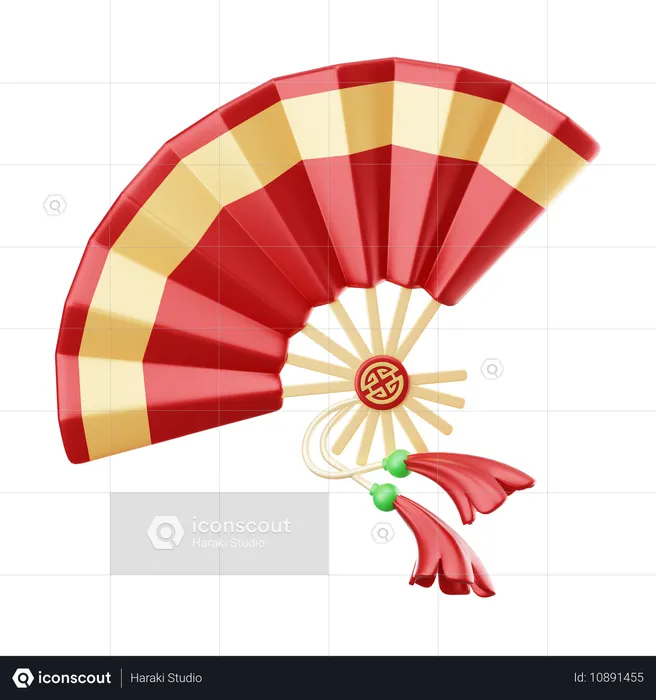 Chinese paper fan  3D Icon