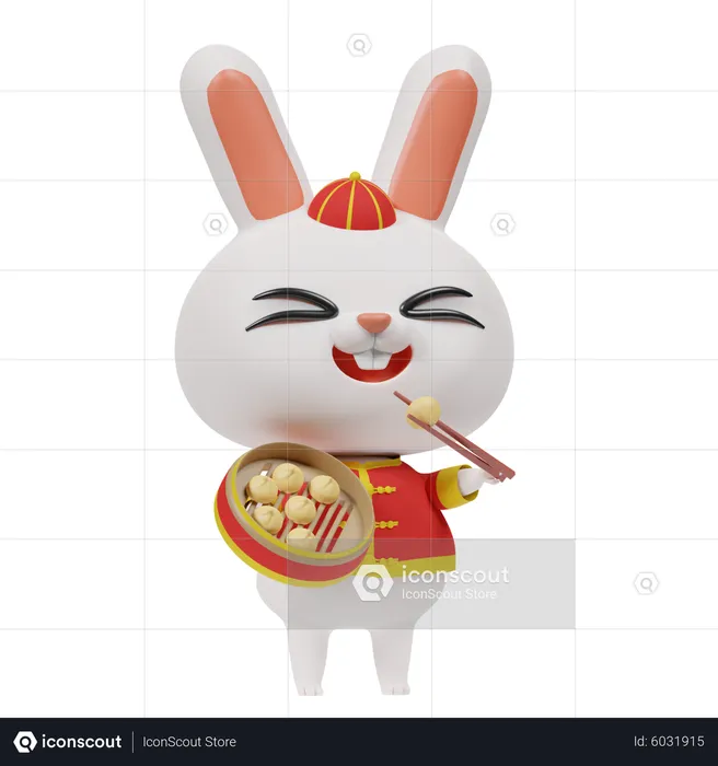 Chinese Rabbit And Dumpling  3D Icon