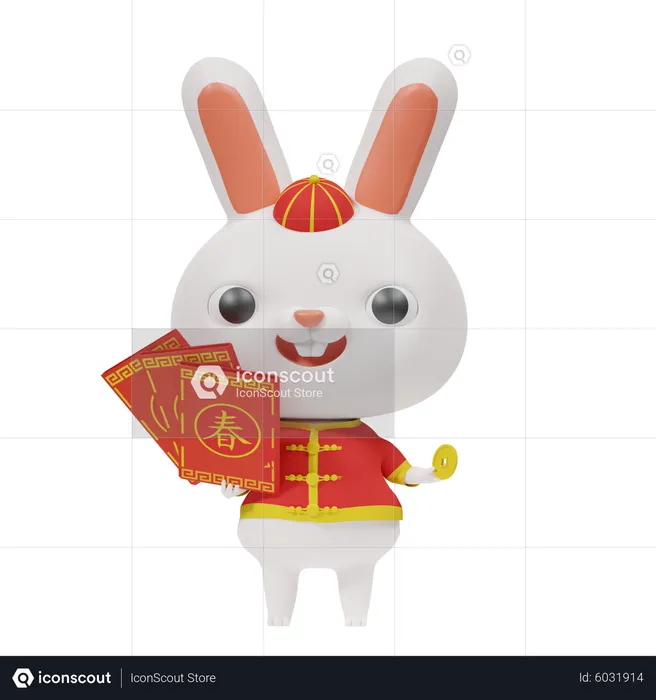 Chinese Rabbit And Envelope  3D Icon