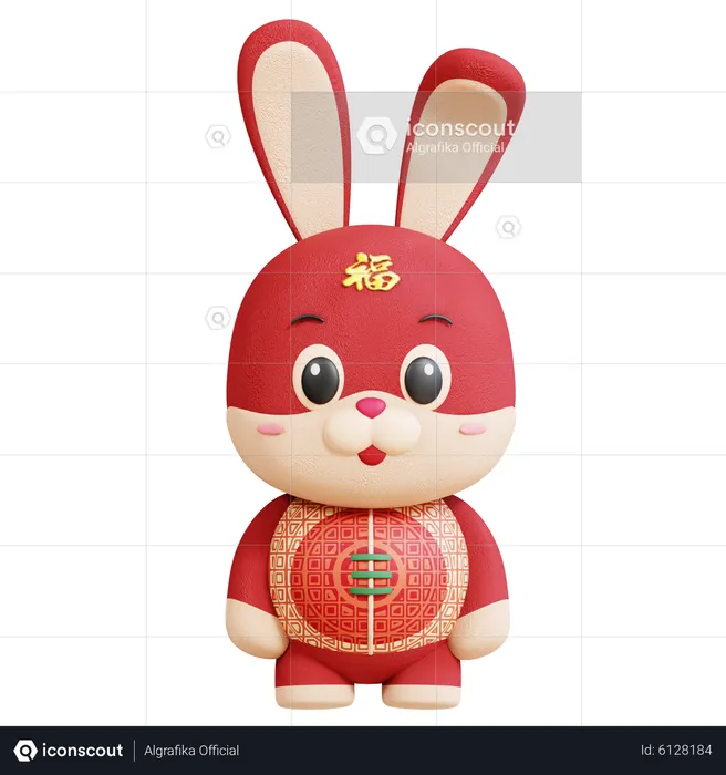 Chinese Rabbit Idle Pose  3D Illustration