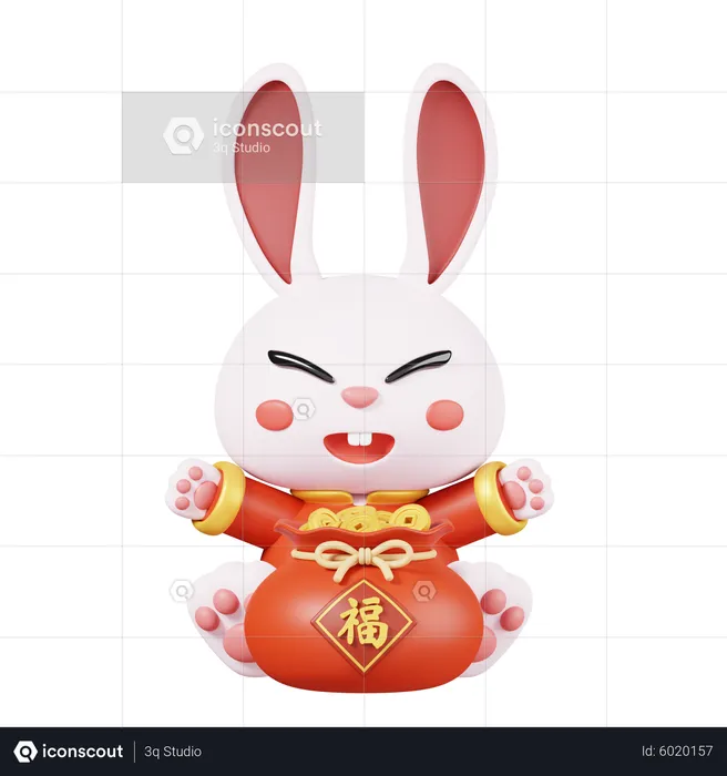 Chinese Rabbit Mascot  3D Icon