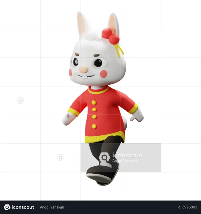 Chinese rabbit running  3D Illustration