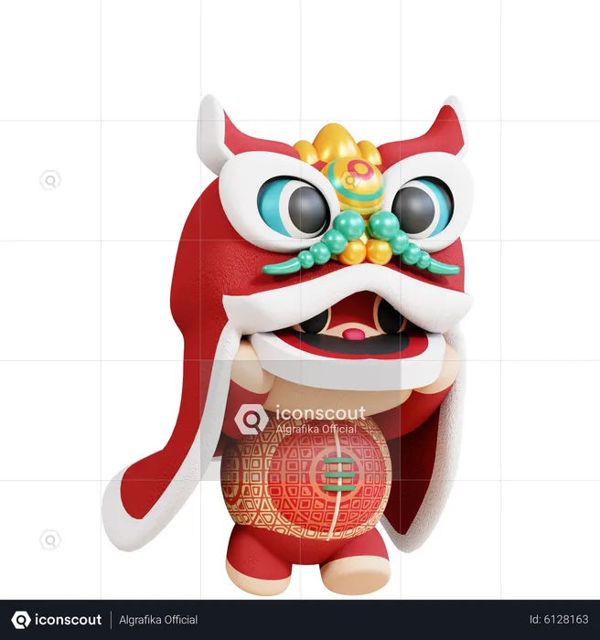 Chinese Rabbit With Barong Sai  3D Illustration