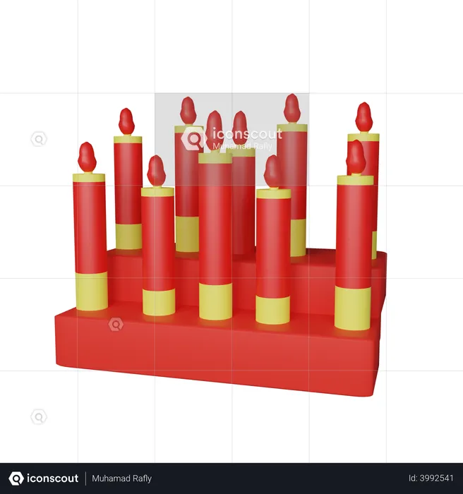 Chinese red candle composition  3D Illustration