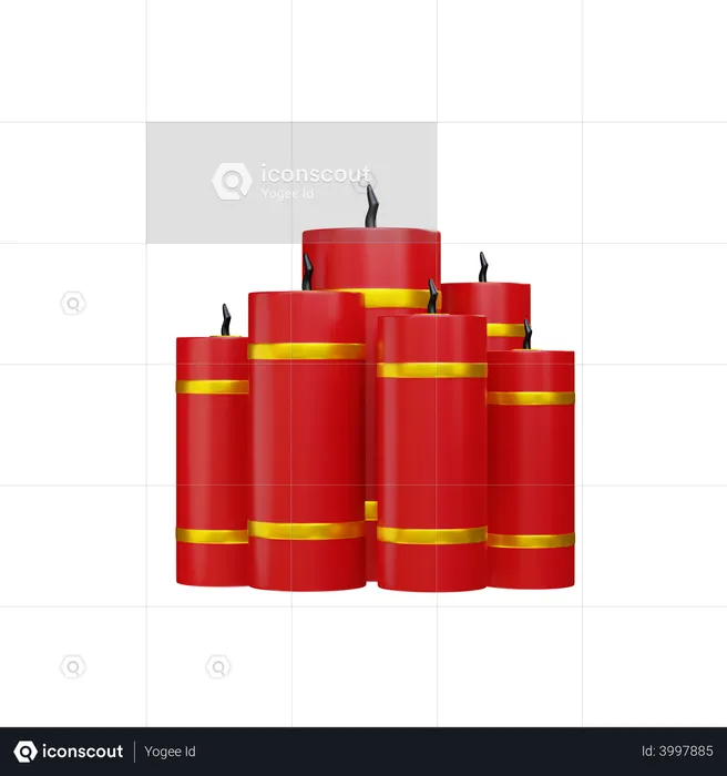 Chinese red firecrackers  3D Illustration