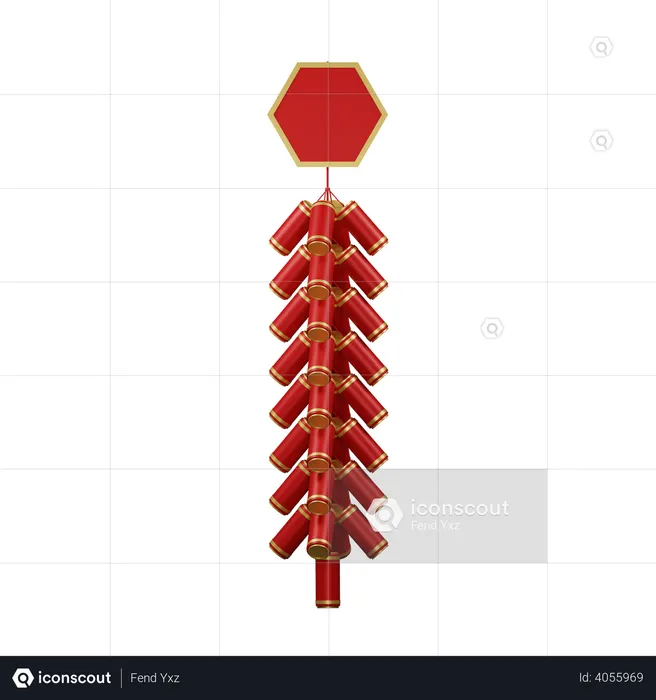Chinese red firecrackers  3D Illustration