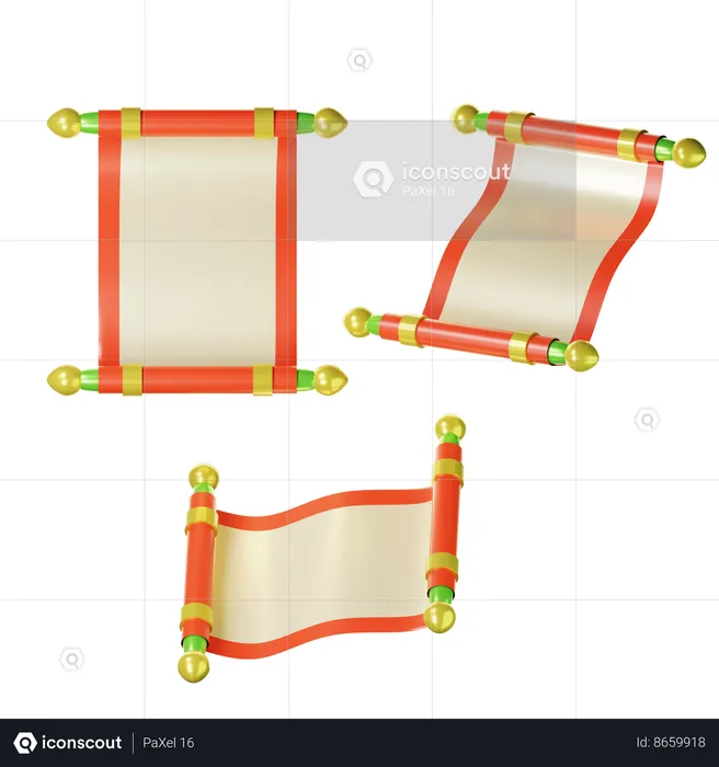 Chinese rolls of paper  3D Icon