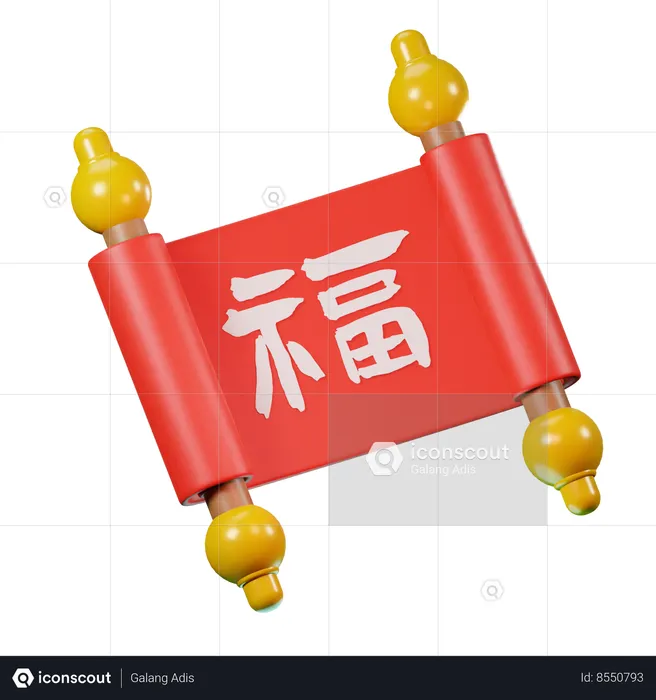 Chinese Scroll Letter  3D Icon