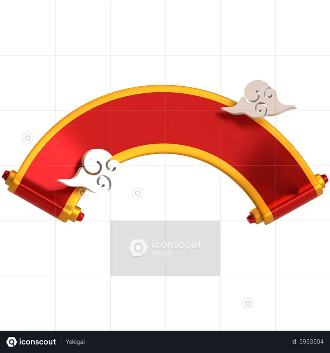 Chinese Scroll Letter  3D Icon