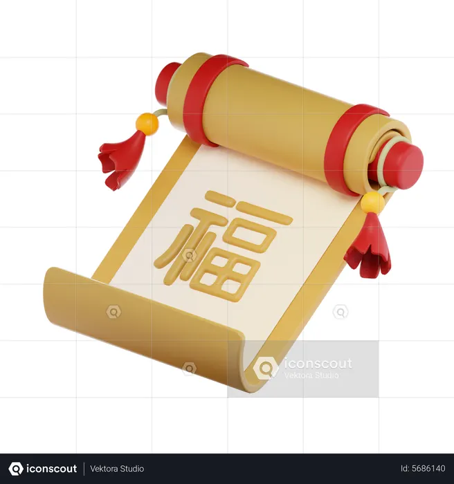 Chinese Scroll Paper  3D Icon