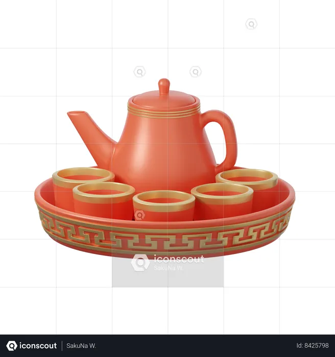 Chinese Tea Cup Set  3D Icon