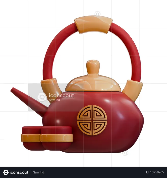 中国茶ポット  3D Icon