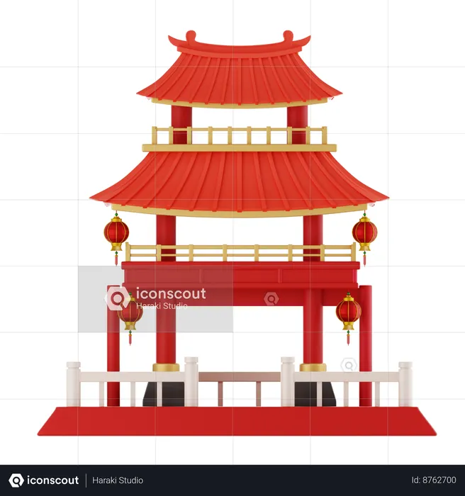 Chinese Temple  3D Icon