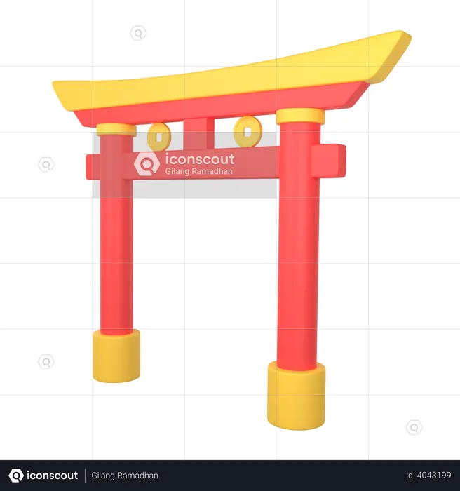 Chinese Temple Gate  3D Illustration