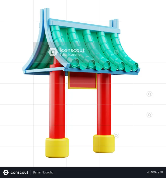 Chinese Temple Gate  3D Illustration