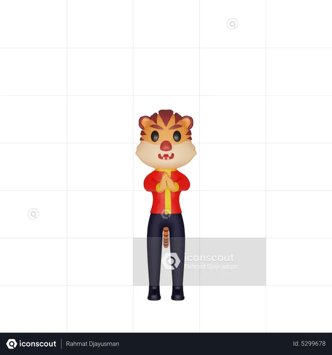 Chinese Tiger Greeting  3D Illustration