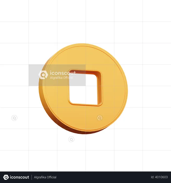 Chinesische Goldmünze  3D Illustration