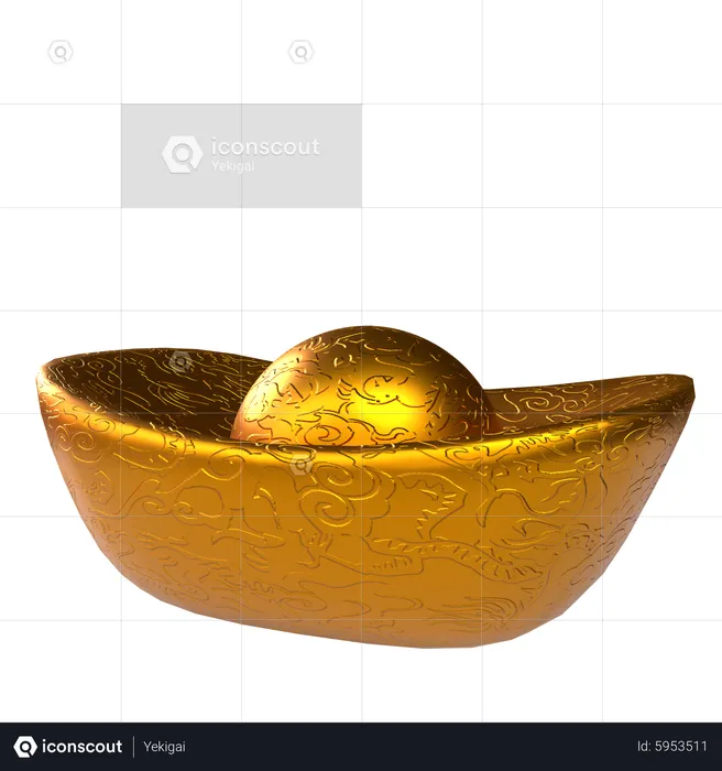 Chinesischer Goldbarren  3D Icon