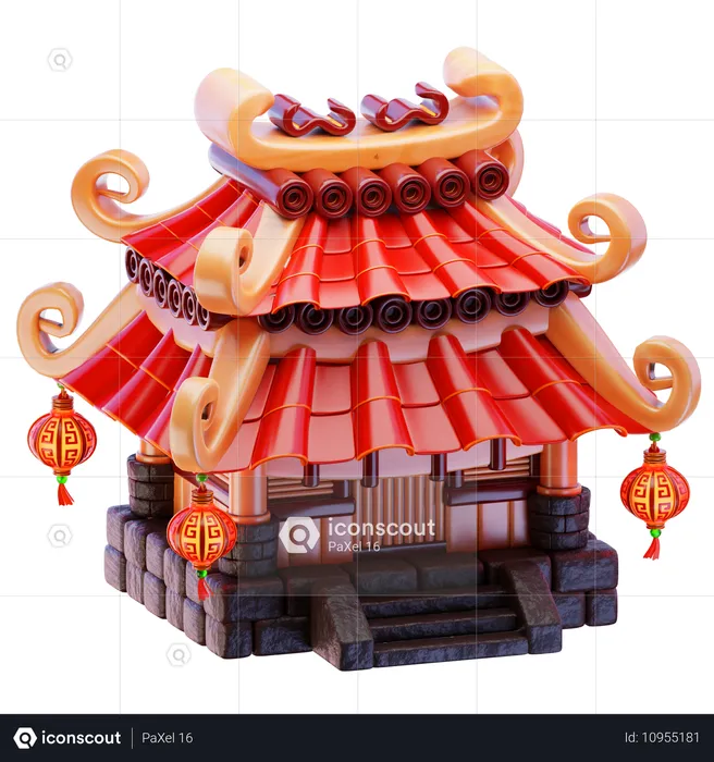 Chinesisches gebäude  3D Icon